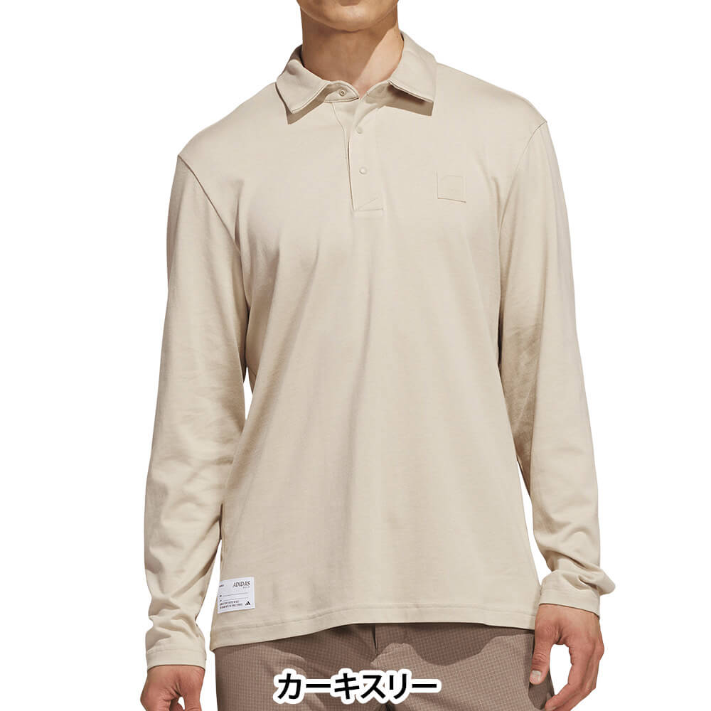 アディダス adidas　メンズ バックグラフィック 長袖 ポロシャツ VU185　2026年モデル 別カラー 正面着用
