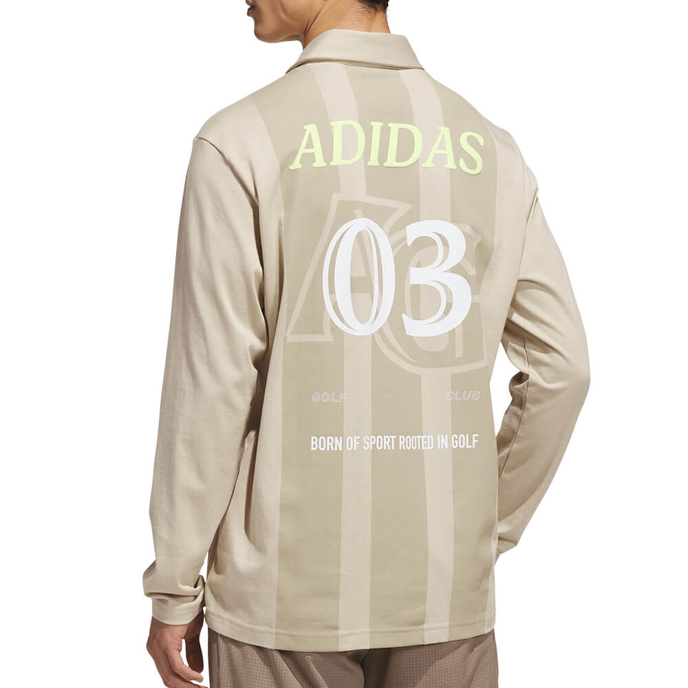 アディダス adidas　メンズ バックグラフィック 長袖 ポロシャツ VU185　2026年モデル 別カラー 背面着用