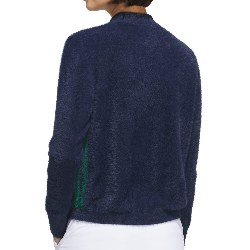 アディダス adidas　レディース スリーストライプス ヘアリー 長袖 セーター CH341　2026年モデル 別カラー 正面着用