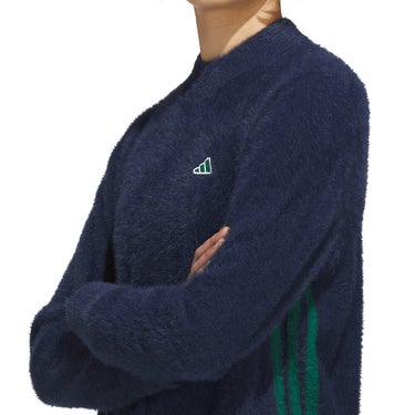 アディダス adidas　レディース スリーストライプス ヘアリー 長袖 セーター CH341　2026年モデル 別カラー 背面着用