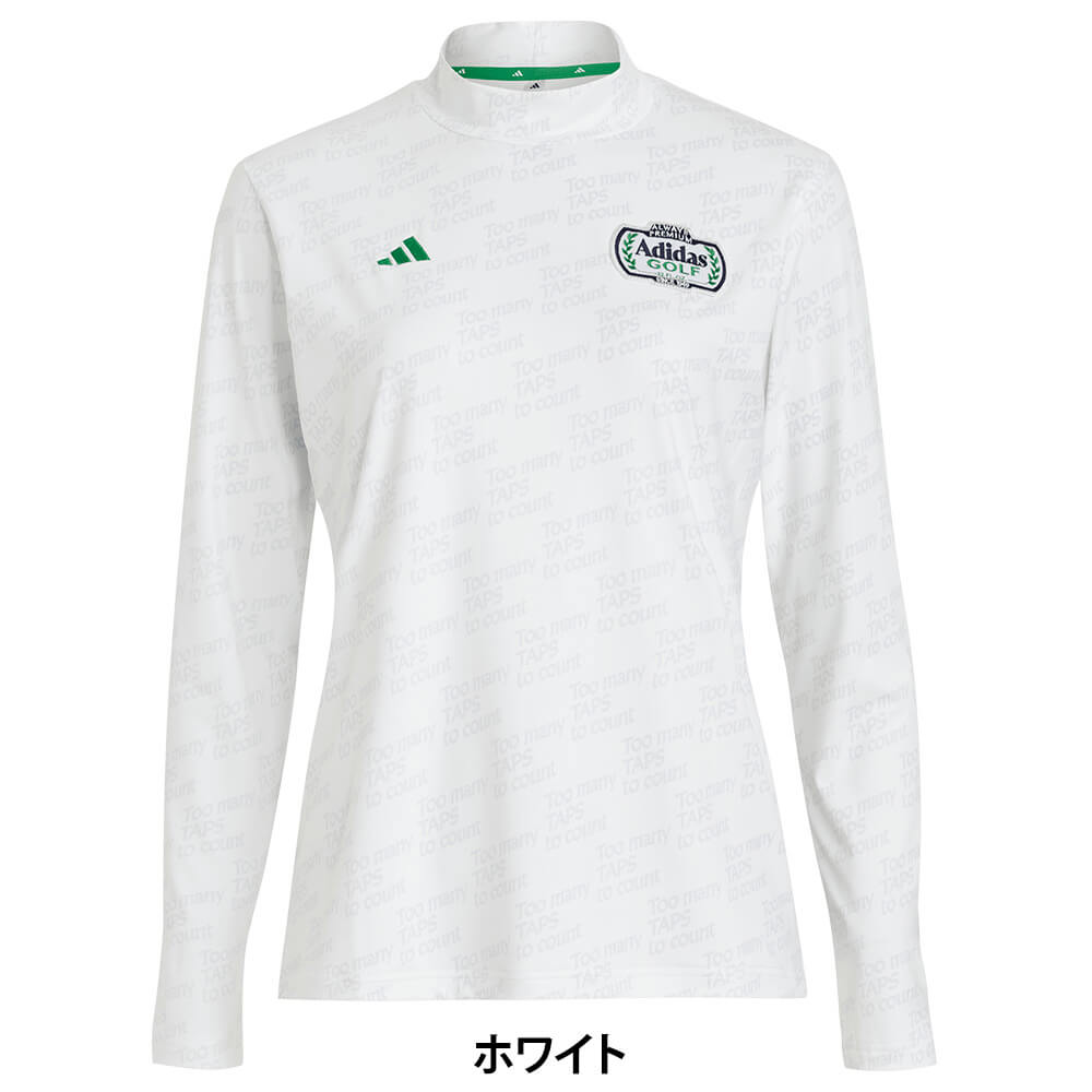 アディダス adidas　レディース CHIP 総柄 長袖 モックネック シャツ OGH84　2026年モデル 正面着用