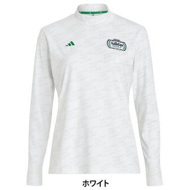 アディダス adidas　レディース CHIP 総柄 長袖 モックネック シャツ OGH84　2026年モデル 正面着用