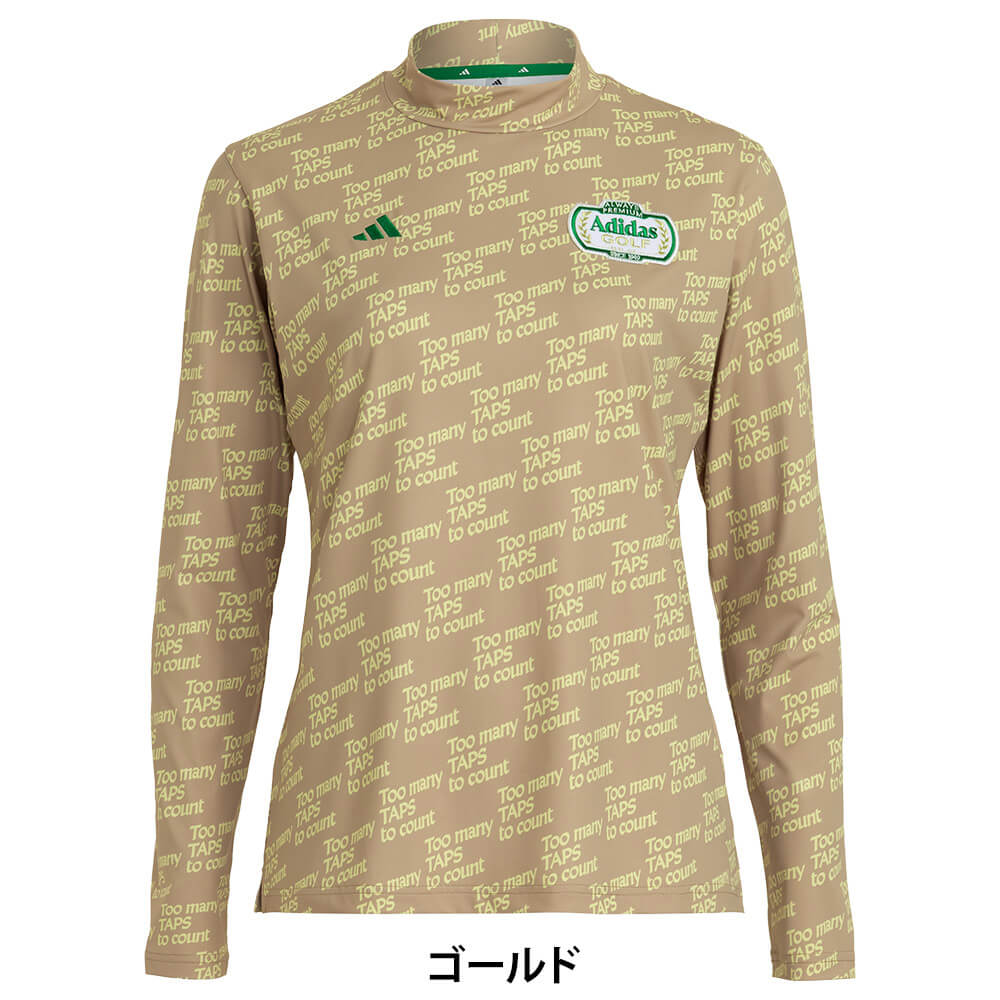 アディダス adidas　レディース CHIP 総柄 長袖 モックネック シャツ OGH84　2026年モデル 胸元・生地ディテール