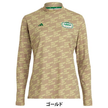 アディダス adidas　レディース CHIP 総柄 長袖 モックネック シャツ OGH84　2026年モデル 胸元・生地ディテール