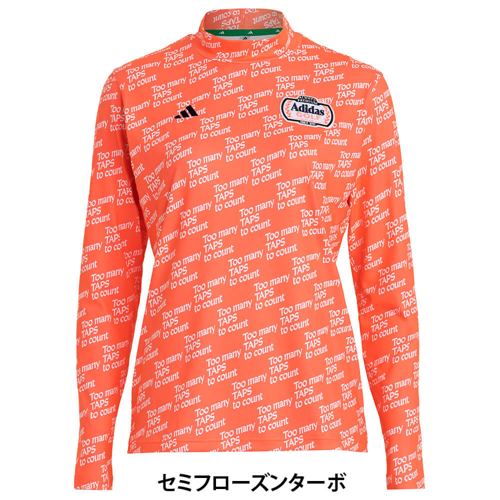 アディダス adidas　レディース CHIP 総柄 長袖 モックネック シャツ OGH84　2026年モデル 別カラー 背面着用