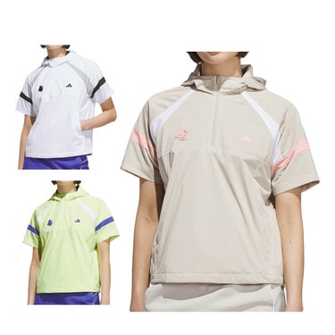 アディダス adidas　レディース ハーフジップ 半袖 フーディー ジャケット QD442　2026年モデル カラーバリエーション・商品全体