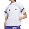 アディダス adidas　レディース ハーフジップ 半袖 フーディー ジャケット QD442　2026年モデル 正面着用