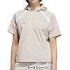 アディダス adidas　レディース ハーフジップ 半袖 フーディー ジャケット QD442　2026年モデル 別カラー 背面着用