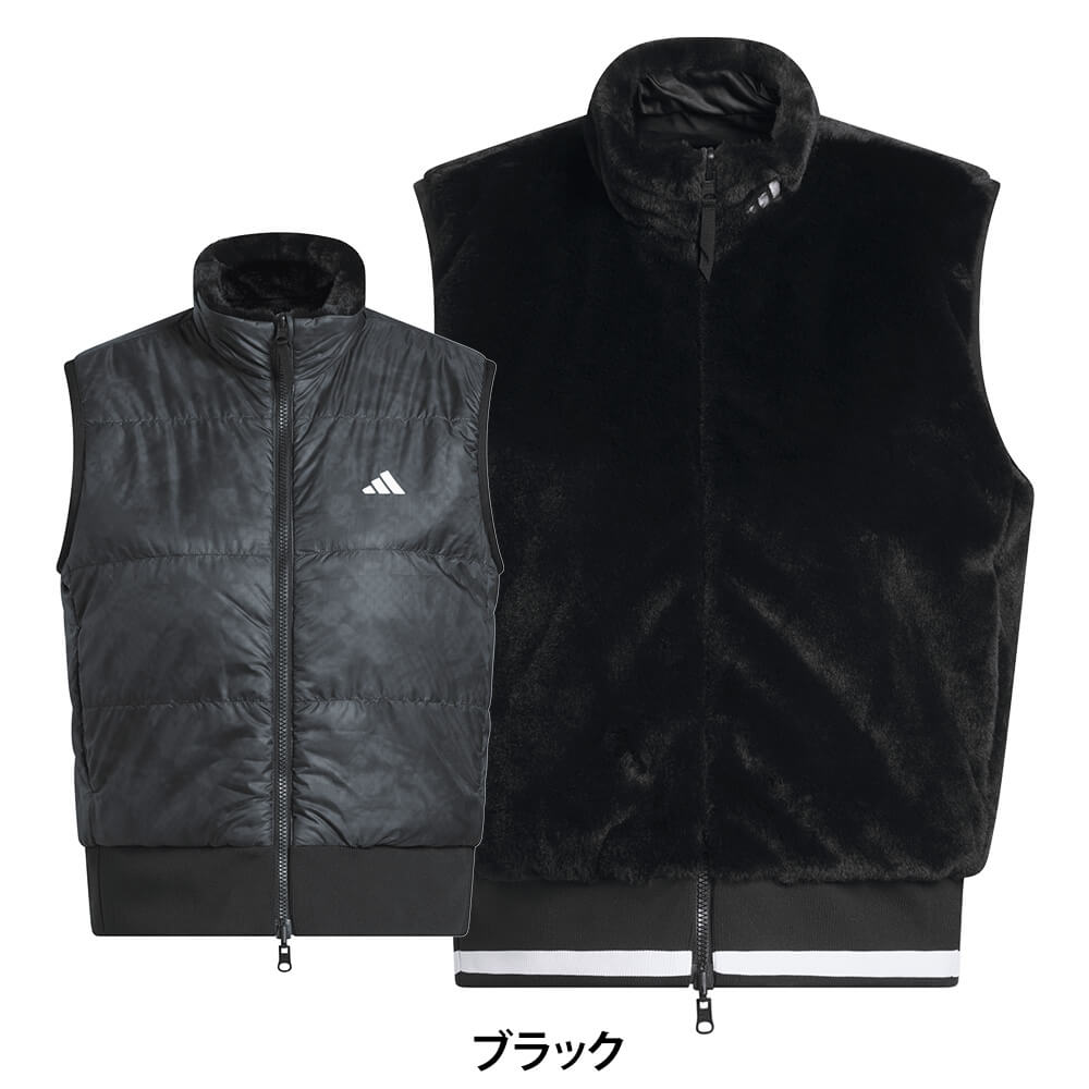 アディダス adidas　レディース リバーシブル フリースファー ベスト SH817　2026年モデル 裏面 商品全体