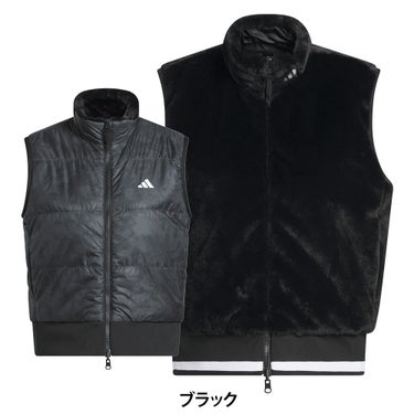 アディダス adidas　レディース リバーシブル フリースファー ベスト SH817　2026年モデル 裏面 商品全体