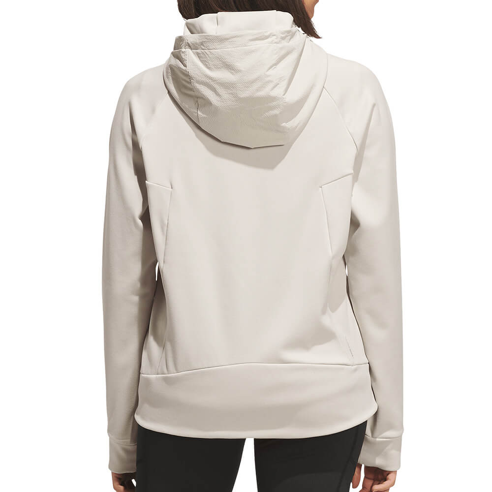アディダス adidas　レディース フルジップ ハイブリッド ストレッチ 長袖 フーディー TM030　2026年モデル 別カラー 正面着用