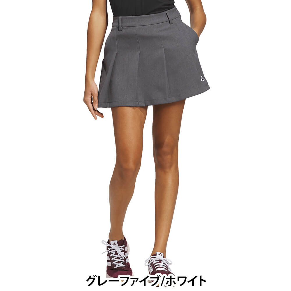 アディダス adidas　レディース スリーストライプス プリーツ スカート IR552　2026年モデル 正面着用