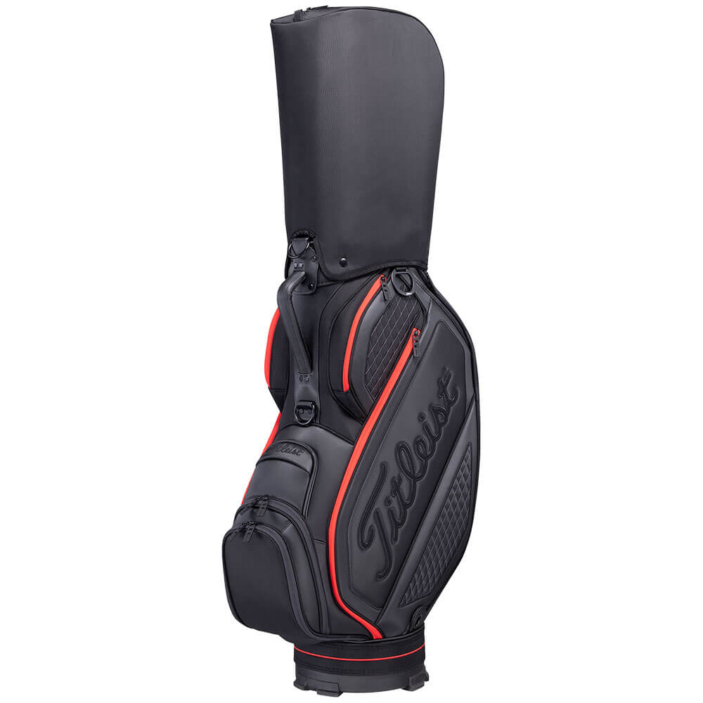 タイトリスト Titleist　ミッドサイズ メンズ キャディバッグ TB21SF4K 06 ブラック×レッド　2026年モデル キャディバッグ 全体 側面