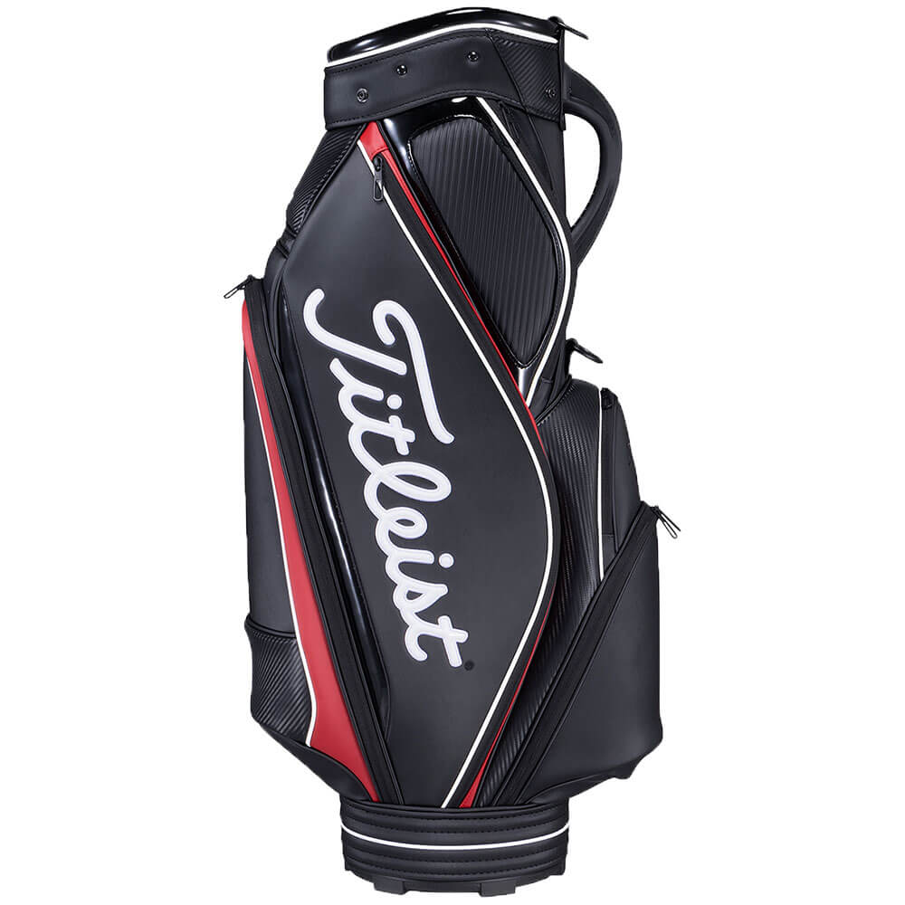 タイトリスト Titleist　パフォーマンスJE メンズ キャディバッグ TB26CTPJE 061 ブラック×クリムゾン×ホワイト　2026年モデル キャディバッグ 全体 反対側面