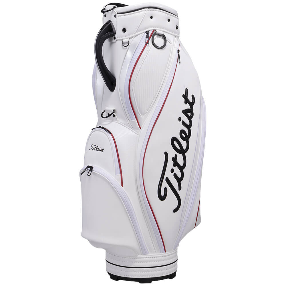 タイトリスト Titleist　パフォーマンスJE メンズ キャディバッグ TB26CTPJE 160 ホワイト×クリムゾン×ブラック　2026年モデル キャディバッグ 全体 正面・側面