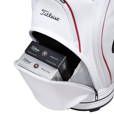 タイトリスト Titleist　パフォーマンスJE メンズ キャディバッグ TB26CTPJE 160 ホワイト×クリムゾン×ブラック　2026年モデル キャディバッグ ポケット内部ディテール