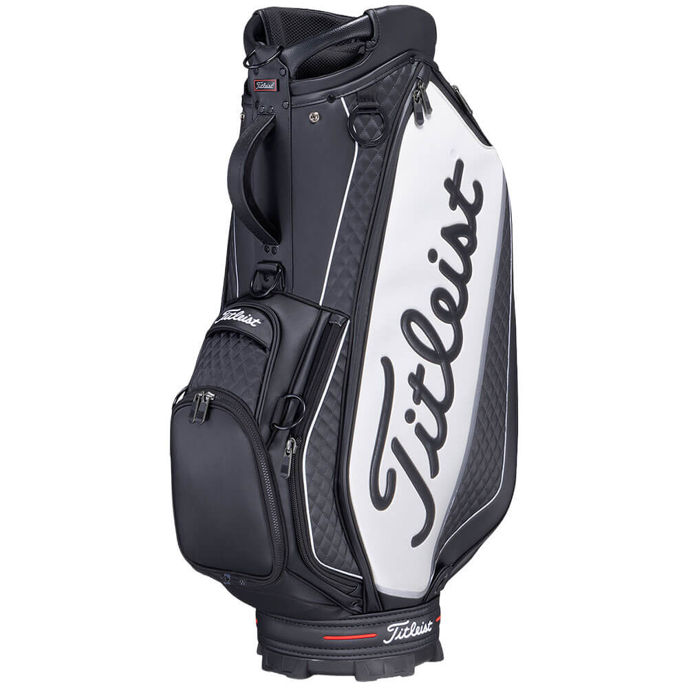 タイトリスト Titleist　ツアー メンズ キャディバッグ TB26SF9A 01 ブラック×ホワイト　2026年モデル キャディバッグ 全体 正面・側面