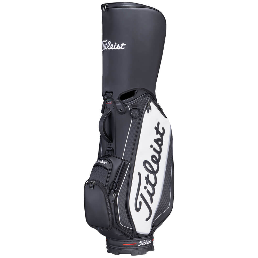 タイトリスト Titleist　ツアー メンズ キャディバッグ TB26SF9A 01 ブラック×ホワイト　2026年モデル キャディバッグ フード装着・側面