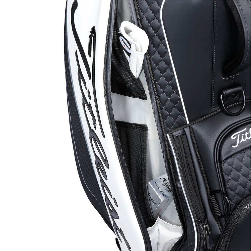 タイトリスト Titleist　ツアー メンズ キャディバッグ TB26SF9A 01 ブラック×ホワイト　2026年モデル キャディバッグ ポケット・仕様ディテール