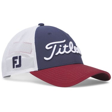 タイトリスト Titleist　メンズ ツアーパフォーマンスメッシュキャップ TH25ATPMA 461 ネイビー×クリムゾンレッド×ホワイト　2026年モデル ヘッドウェア 全体 正面・側面