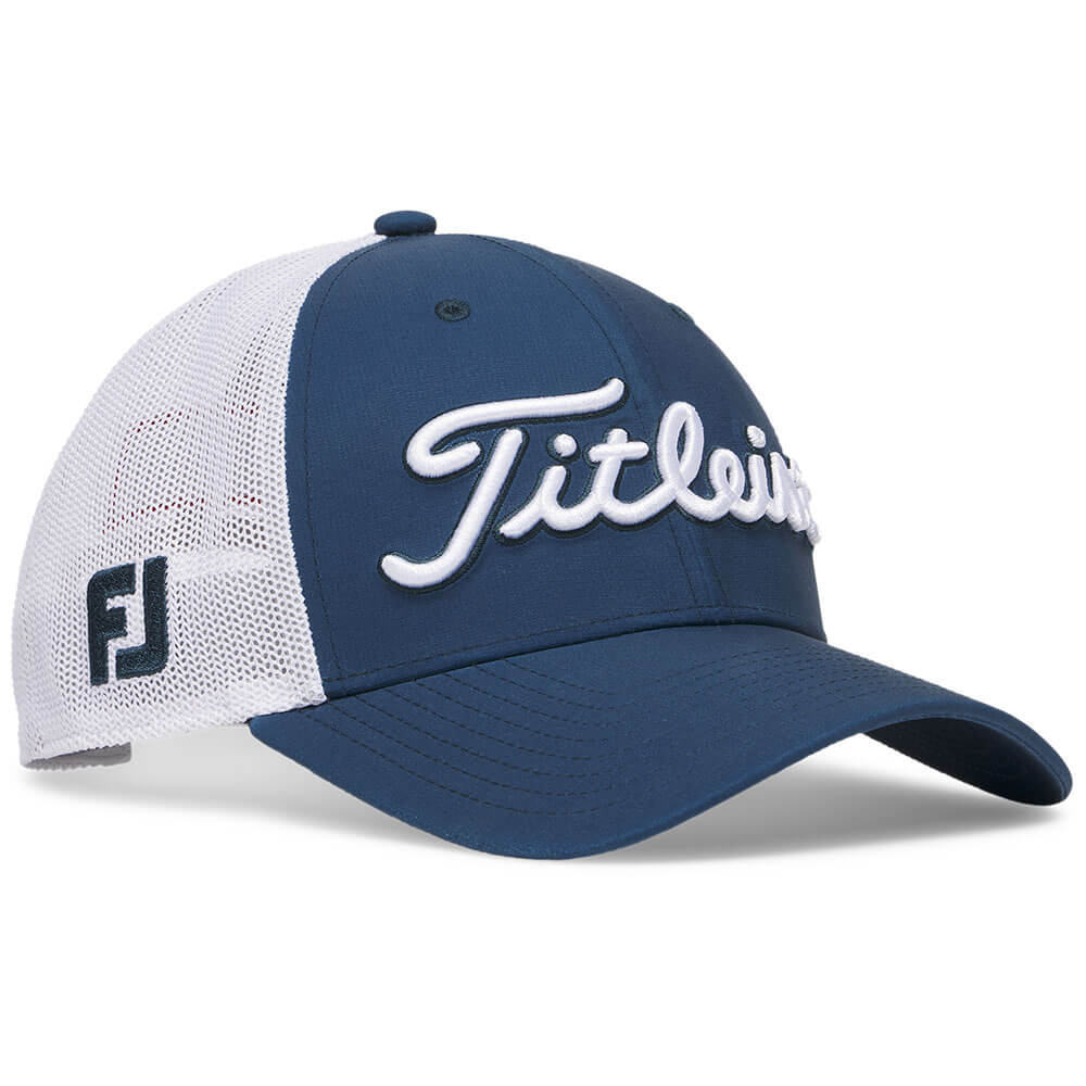 タイトリスト Titleist　メンズ ツアーパフォーマンスメッシュキャップ TH25ATPMA 4M1 モントレー×ホワイト　2026年モデル ヘッドウェア 全体 正面・側面