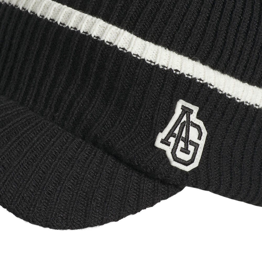 アディダス adidas　メンズ クライマウォーム パッド バイザー ニットキャップ TC901 KG1844 ブラック　2026年モデル ヘッドウェア 全体 正面・ロゴ