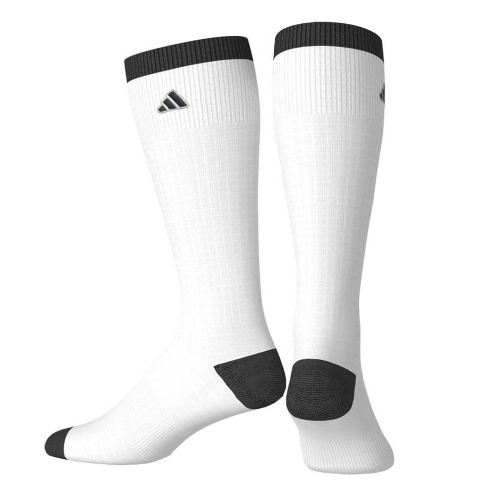 アディダス adidas　レディース ひざ丈 ライン クッションソックス CD813 KF0471 ホワイト/ブラック　2026年モデル ホワイト/ブラック