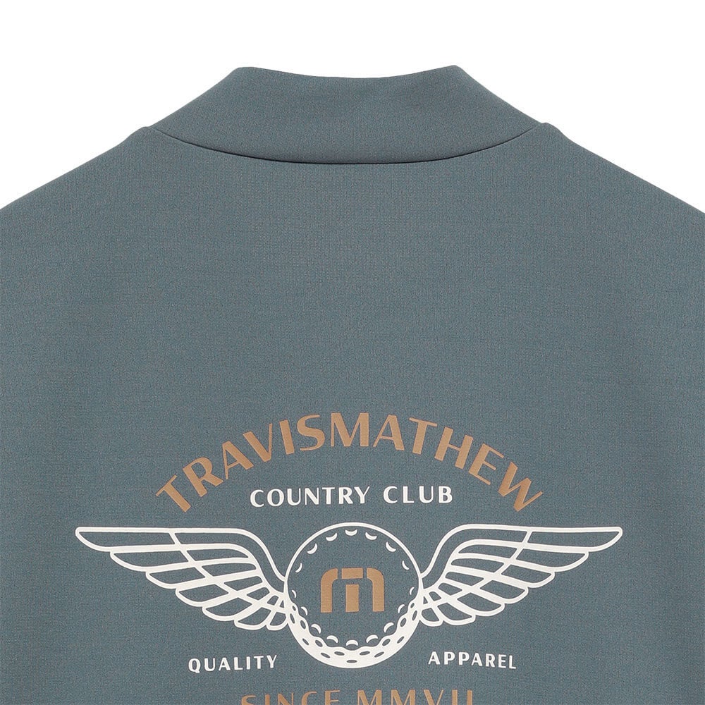 トラヴィスマシュー Travis Mathew　メンズ 長袖バックプリントモックネックシャツ 7AP020　2026年モデル 別カラー 背面着用