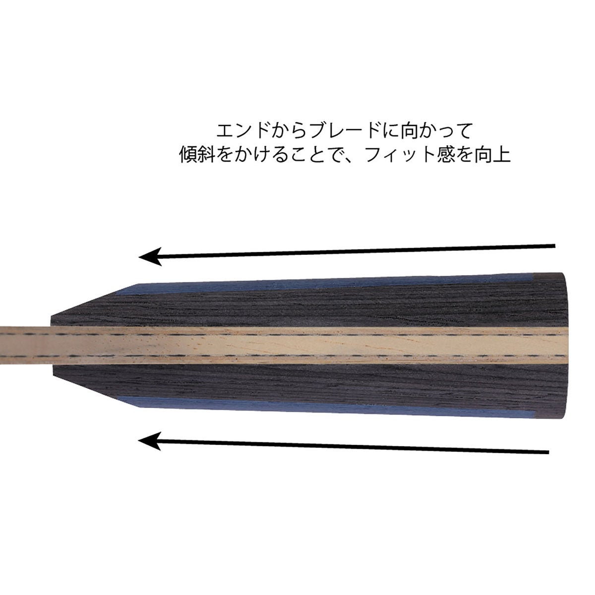 ニッタク Nittaku　卓球ラケット 蒼天 C ペンラケット NC-0224 ブレード側面や合板の積層構成を確認できる画像