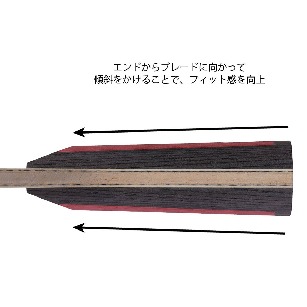 ニッタク Nittaku　卓球ラケット 暁炎 C ペンラケット NC-0225 ブレード側面や合板の積層構成を確認できる画像
