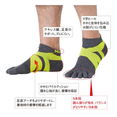 ニッタク Nittaku　卓球ソックス FIVE FINGER SOCKS 5本指ソックス 男女兼用 NW-2900 ロゴ、縫製、フィット部などのディテールまたは機能説明を確認できる画像