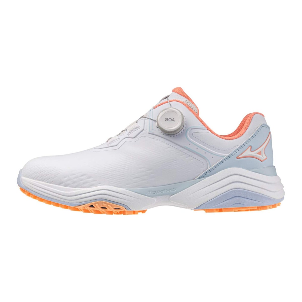 ミズノ MIZUNO　ネオインパクト プラス エナジー ボア メンズ スパイクレス ゴルフシューズ 51GM2681 41 ホワイト×コーラル×サックス 詳細1