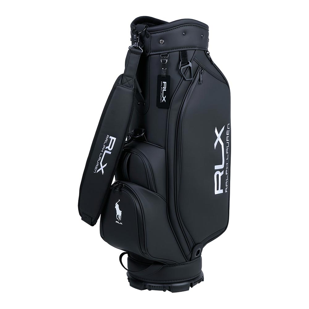 RLX GOLF　プレミアムシリーズ キャディバッグ RLC023 BK ブラック キャディバッグ全体を斜め正面から確認できる画像