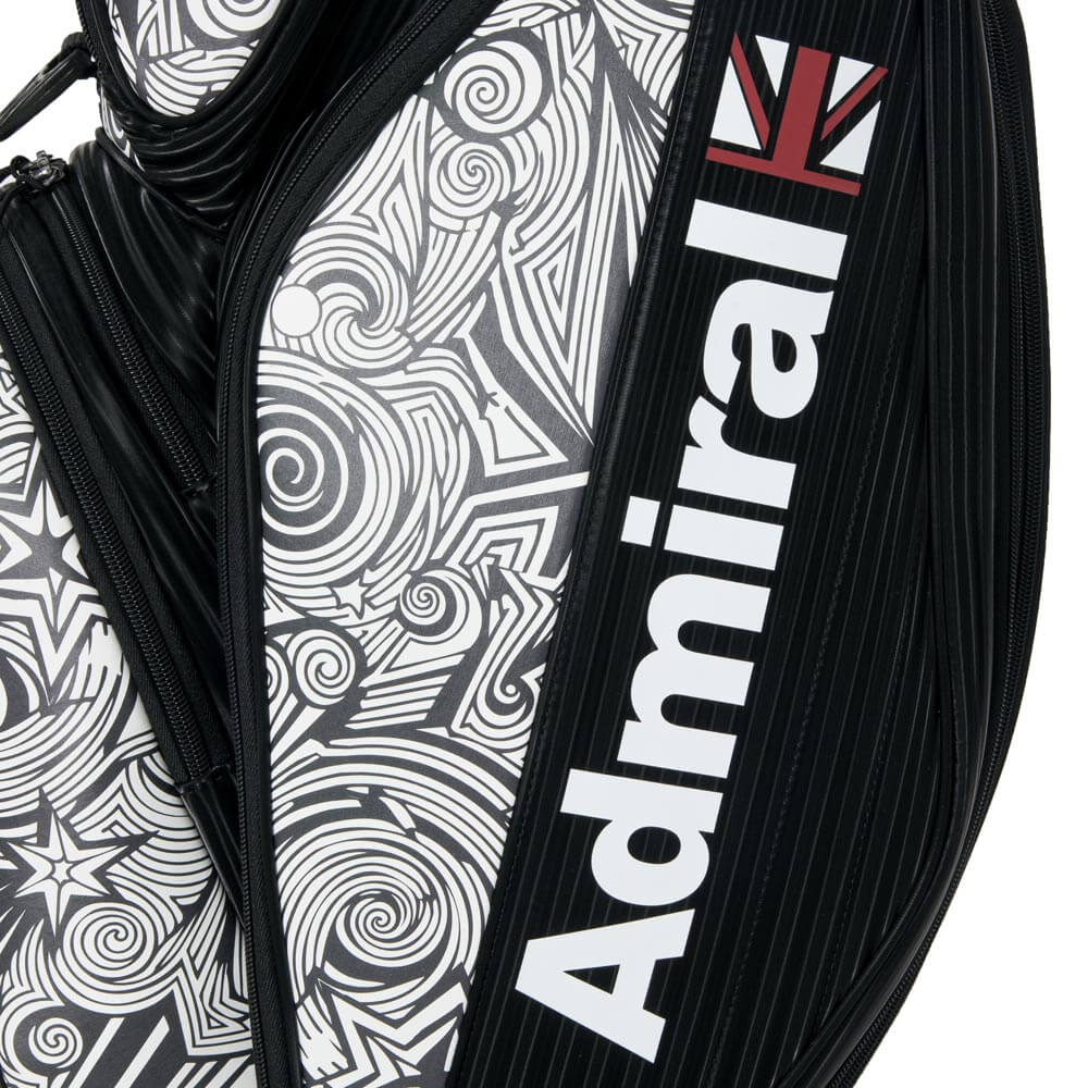 アドミラル Admiral　ダズル カート キャディバッグ ADMG6BC3 10 ブラック キャディバッグのポケット、ロゴ、金具、素材表面などのディテールを確認できる画像（5）