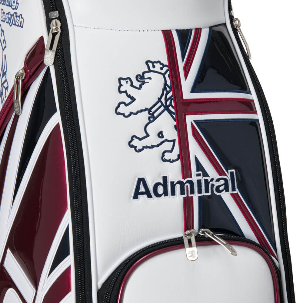 アドミラル Admiral　UJスポーツ カート キャディバッグ ADMG6BC4 90 トリコロール キャディバッグのポケット、ロゴ、金具、素材表面などのディテールを確認できる画像（4）