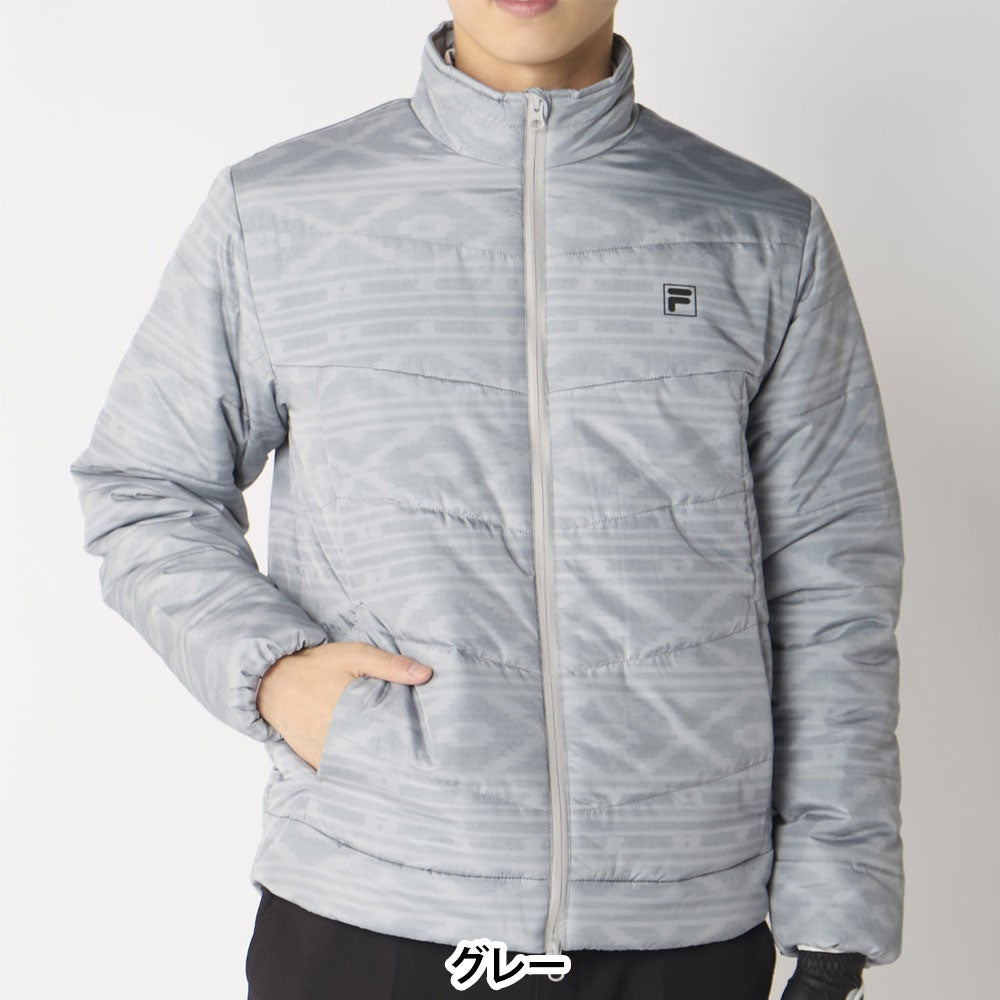 フィラ FILA　メンズ ノルディック柄 中綿 長袖 ブルゾン 786-239Y　2026年モデル 別カラーの着用時の正面を確認できる画像