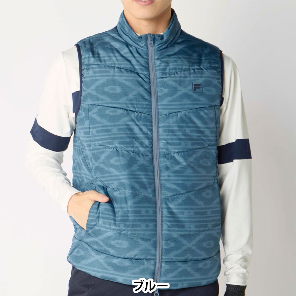 フィラ FILA　メンズ ノルディック柄 中綿 ベスト 786-240Y　2026年モデル 別カラーの着用時の正面を確認できる画像