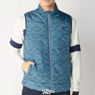 フィラ FILA　メンズ ノルディック柄 中綿 ベスト 786-240Y　2026年モデル 別カラーの着用時の正面を確認できる画像