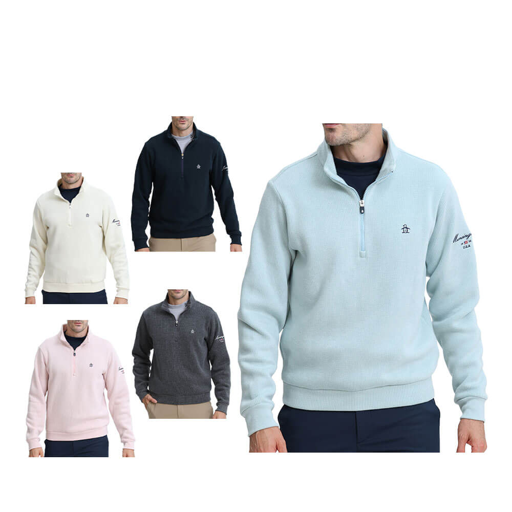 マンシングウェア Munsingwear　メンズ スタンドカラー 長袖 ハーフジップ ニット MG6FSW34M　2026年モデル 詳細1
