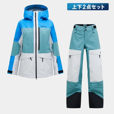 ピークパフォーマンス PEAK PERFORMANCE　スキー スノーボードウェア 上下セット ウィメンズ グラビディ ゴアテックス 3レイヤー ジャケット G80510 020 + グラビティー ゴアテックス 3レイヤー パンツ G80506 030 ジャケットとパンツの上下セット全体を確認できる画像
