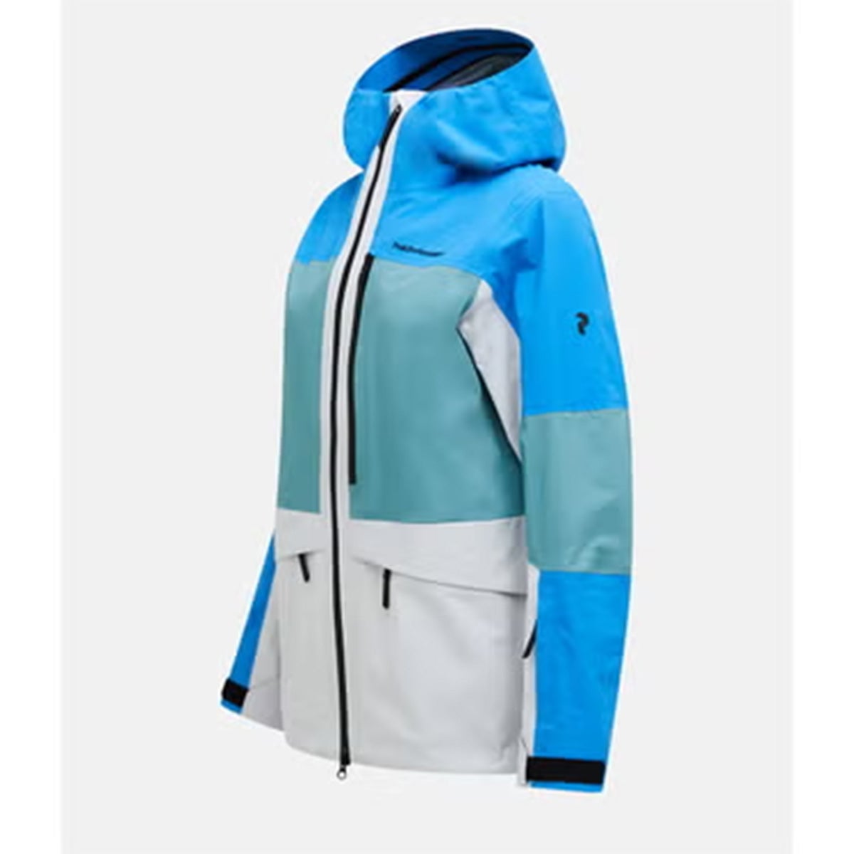 ピークパフォーマンス PEAK PERFORMANCE　スキー スノーボードウェア 上下セット ウィメンズ グラビディ ゴアテックス 3レイヤー ジャケット G80510 020 + グラビティー ゴアテックス 3レイヤー パンツ G80506 030 ジャケット全体を側面から確認できる画像