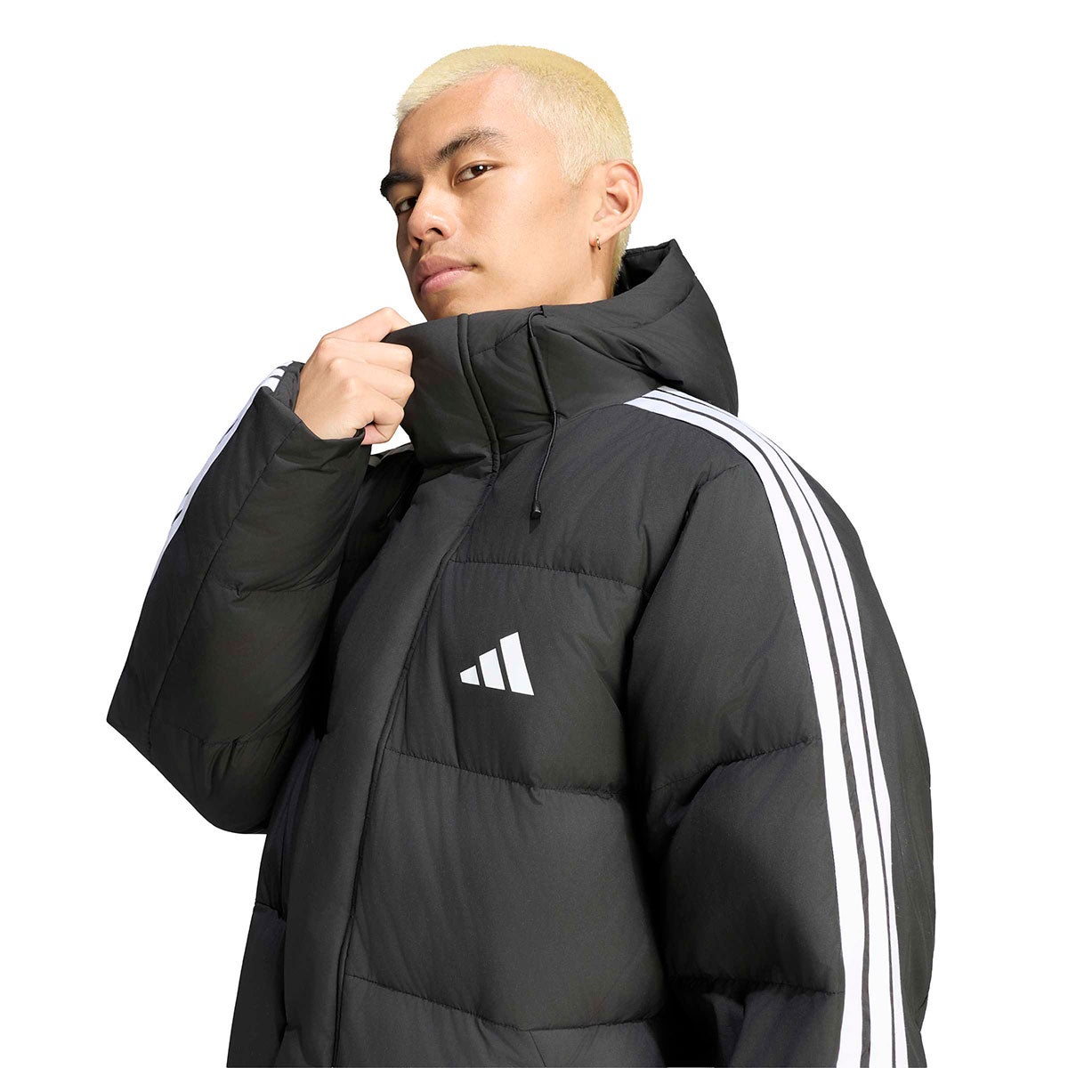 アディダス adidas　 マストハブ スリーストライプス ルーズフィット フード付き ロング ダウンコート CO452 2026年モデル 詳細5