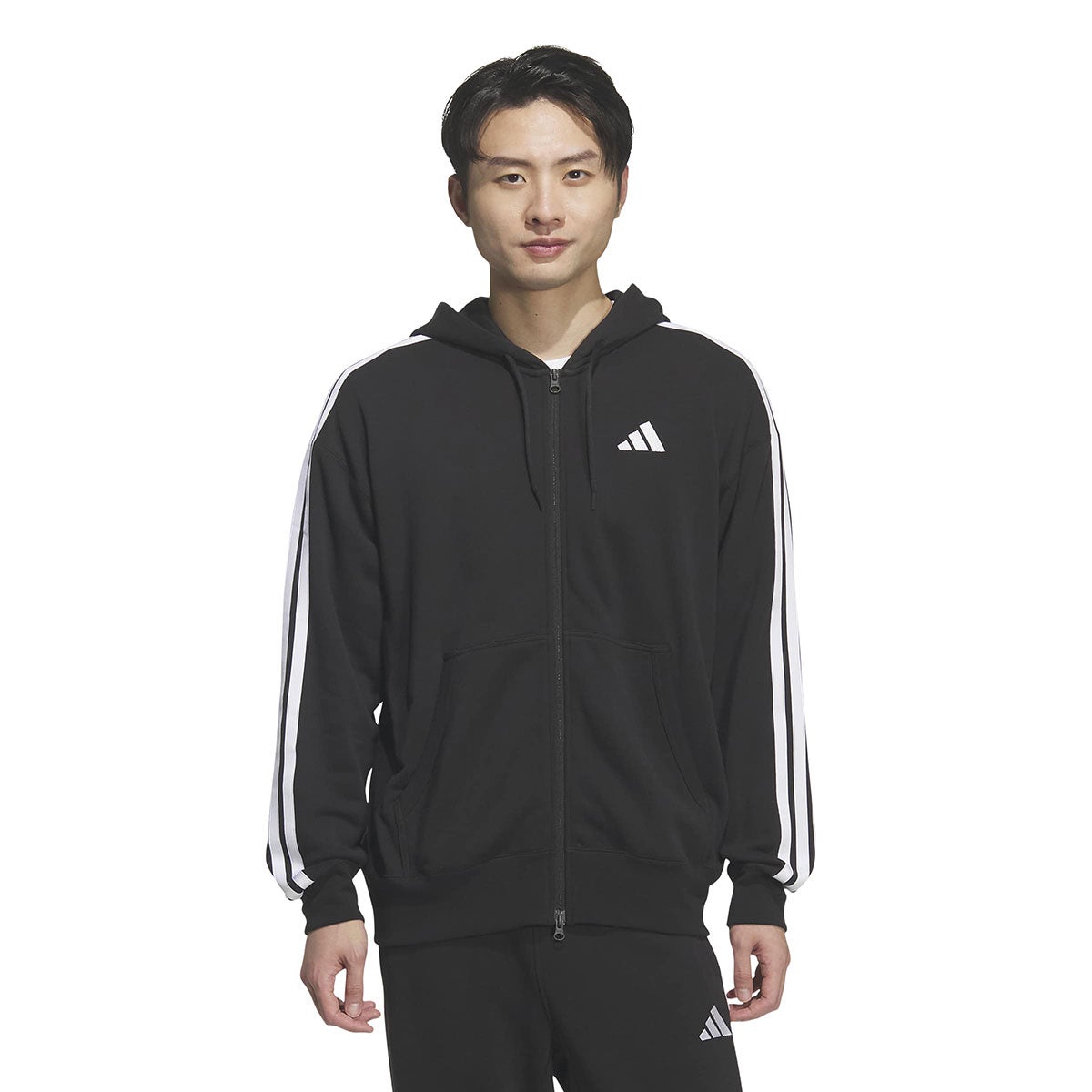 アディダス adidas　 エッセンシャルズ プラス ルーズフィット スリーストライプス フレンチテリー フルジップ パーカー TS653 2026年モデル 詳細3