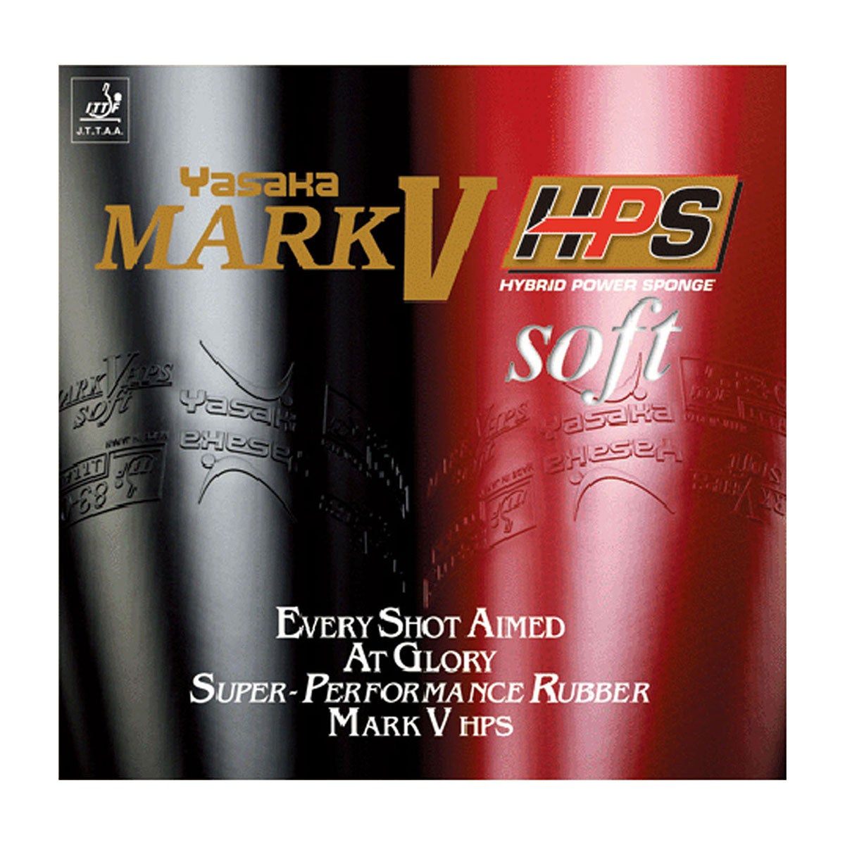 ヤサカ Yasaka　Mark V HPS SOFT マークV HPS ソフト 卓球ラバー B-75 レッド Yasaka卓球ラバーのパッケージ正面