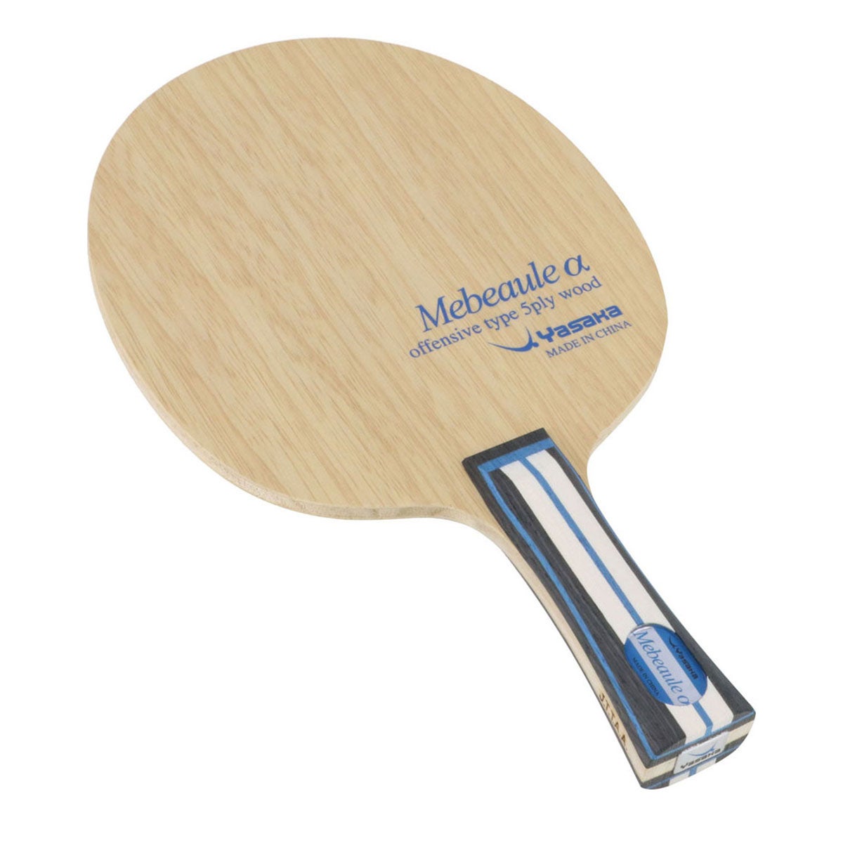 ヤサカ Yasaka　卓球ラケット Mebeaule alfa メビュールα FLA シェークハンド YR-143 木製の卓球ラケットブレード全体を斜めから見た表面
