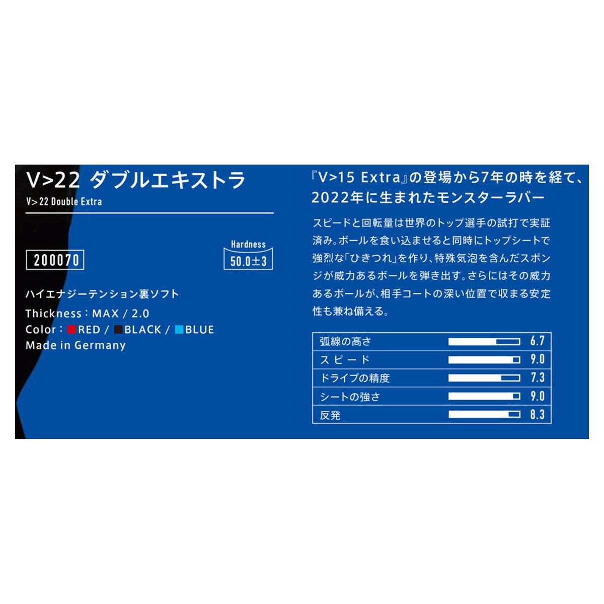 ヴィクタス VICTAS V>22 ダブルエキストラ 卓球ラバー 200070 ブラック 詳細3