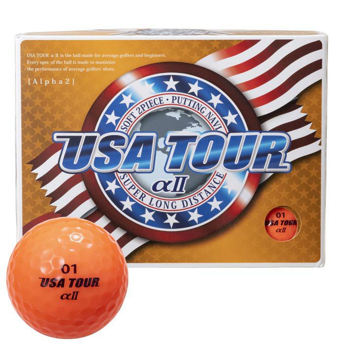 朝日ゴルフ USA TOUR αII ゴルフボール 1ダース （12球入り） OR オレンジ 2022年モデル