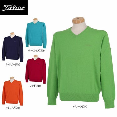 タイトリスト Titleist　メンズ カシミヤ 長袖 Vネック セーター TWMK1758 詳細1