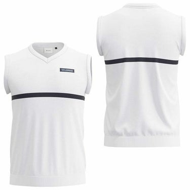 テーラーメイド TaylorMade　メンズ ボックスロゴワッペン センターライン Vネック ニット ベスト TJ240　2023年モデル 詳細2