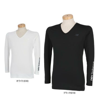 ニューバランスゴルフ　メンズ WORLD 軽量 UVカット シルバーロゴプリント 長袖 Vネック インナーシャツ 012-3967002　2023年モデル 詳細1